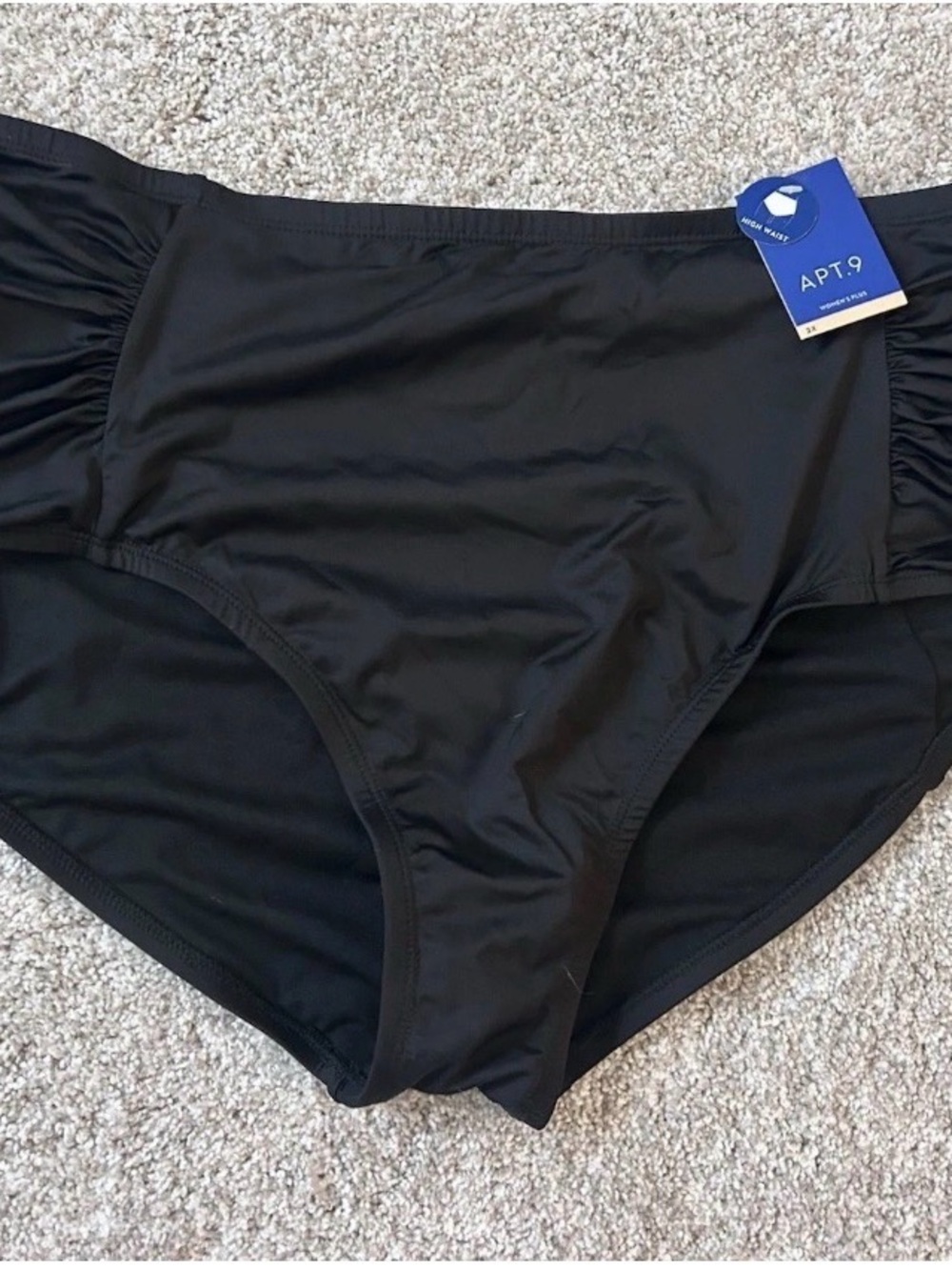 Apt. 9 Black Ruched High-Rise One-Piece Swim Bottom